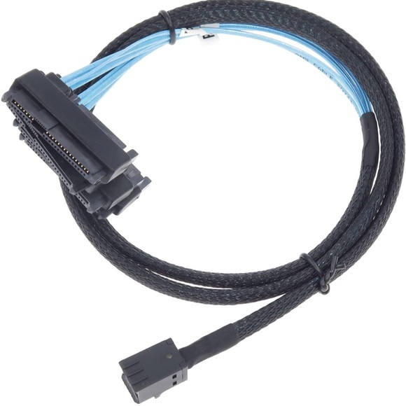 EDIMS Mini SAS to SAS Cable Breakout  HD SFF-8643 to SFF-8482 29Pin Sata Power - Picture 3 of 10